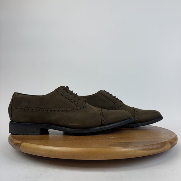 Men's Cole Haan Brown Nubuck Cap Toe Brogue Dress Leather Shoes Size 13 M GUC - Picture 1 of 8